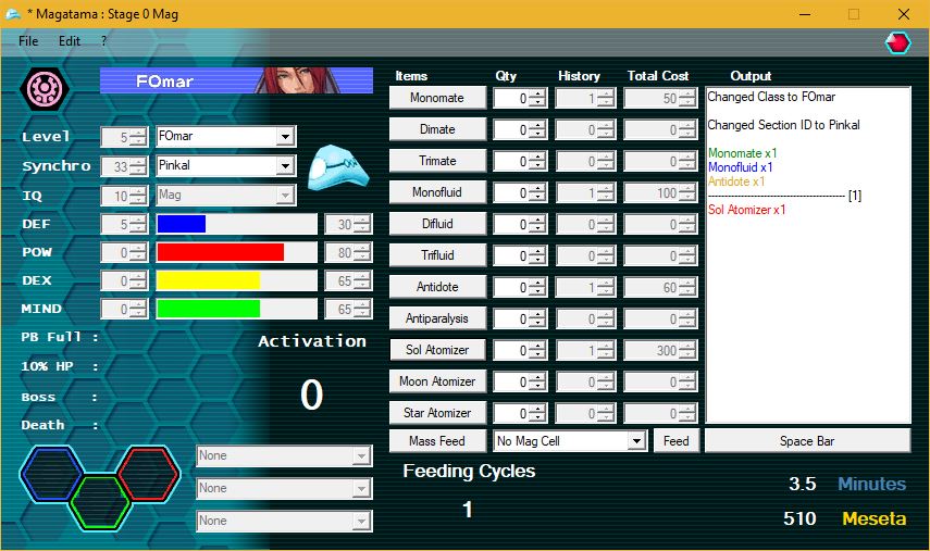 Magatama A Modern Mag Planner Calculator Beta 9 Pioneer 2 A Phantasy Star Online Community